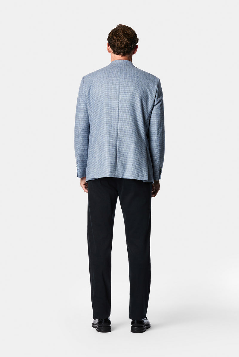 Mavi 4 Drop Relaxed Fit Mono Yaka Mikro Desen Yün Klasik Ceket