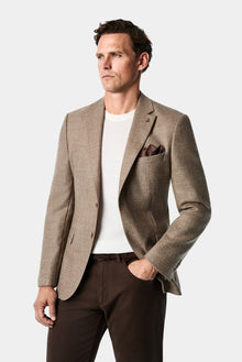 Açık Bej 7 Drop Slim Fit Mono Yaka Düz Yün Klasik Ceket