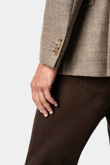 Açık Bej 7 Drop Slim Fit Mono Yaka Düz Yün Klasik Ceket