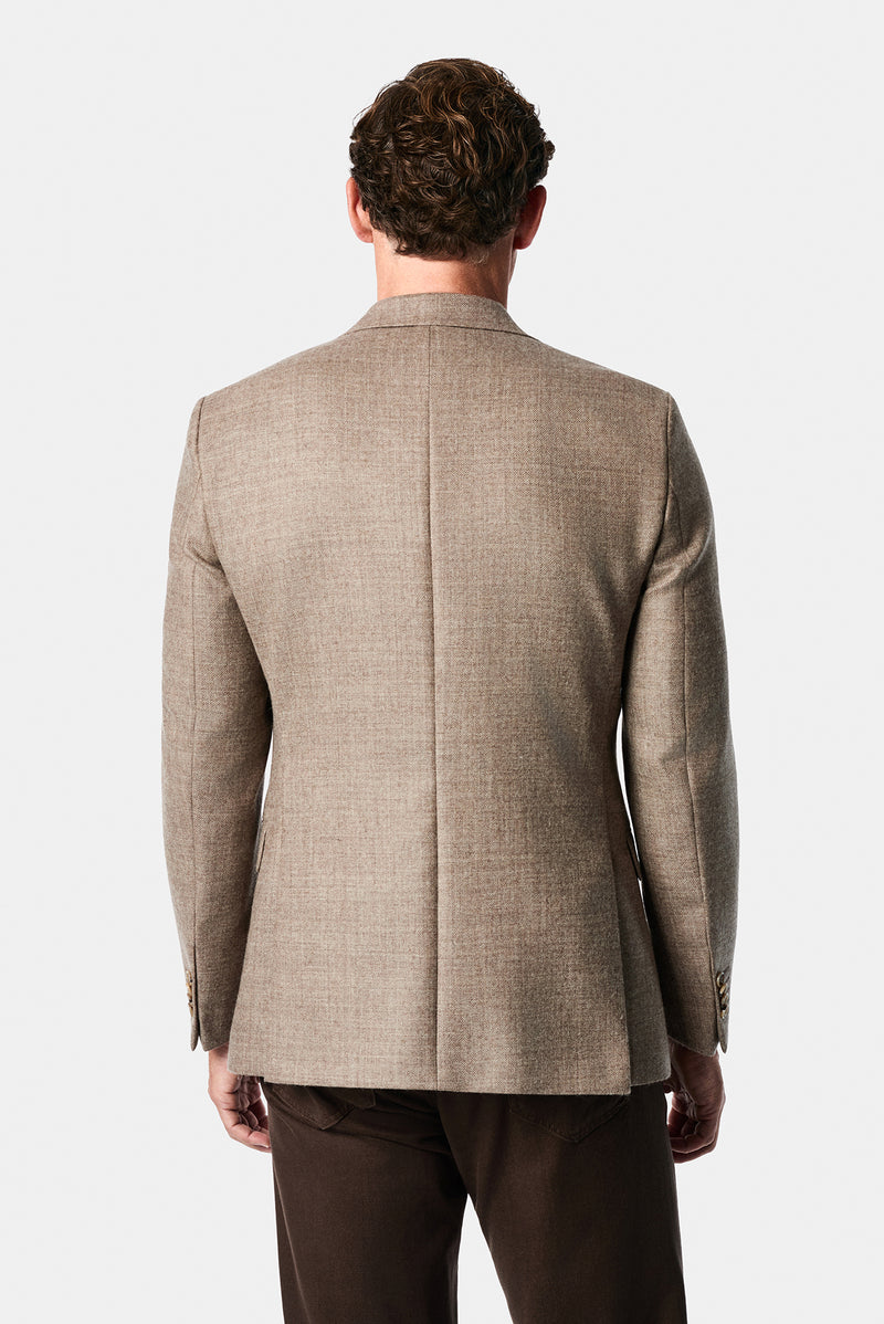 Açık Bej 7 Drop Slim Fit %100 Yün Düz Mono Yaka Klasik İtalyan Ceket