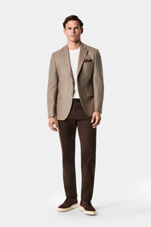Açık Bej 7 Drop Slim Fit Mono Yaka Düz Yün Klasik Ceket
