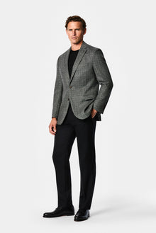 Orta Füme 6 Drop Regular Fit Mono Yaka Armürlü Kaşmir ve Yünlü Klasik Ceket