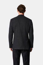 Koyu Antrasit 7 Drop Slim Fit Dar Kesim Yün Karışımlı Mono Yaka Desenli Spor İtalyan Ceket
