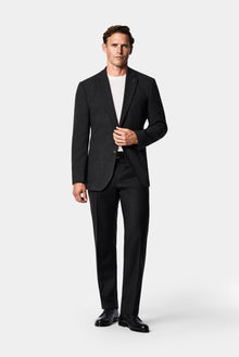 Koyu Antrasit 7 Drop Slim Fit Dar Kesim Yün Karışımlı Mono Yaka Desenli Spor İtalyan Ceket