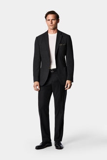 Koyu Antrasit 7 Drop Slim Fit Dar Kesim Yün Karışımlı Mono Yaka Desenli Spor İtalyan Ceket