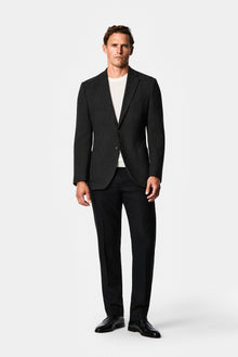Koyu Antrasit 7 Drop Slim Fit Dar Kesim Yün Karışımlı Mono Yaka Desenli Spor İtalyan Ceket