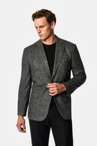 Koyu Füme 4 Drop Relaxed Fit Mono Yaka Balıksırtı Yünlü Klasik Ceket