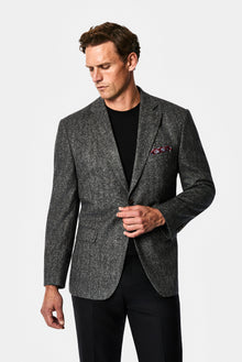 Koyu Füme 4 Drop Relaxed Fit Mono Yaka Balıksırtı Yünlü Klasik Ceket