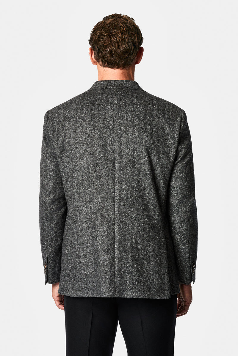 Koyu Füme 4 Drop Relaxed Fit Mono Yaka Balıksırtı Yünlü Klasik Ceket