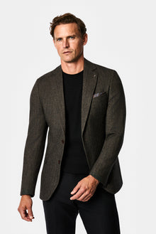 Koyu Kahve 6 Drop Regular Fit Mono Yaka Balıksırtı Yünlü Klasik Ceket