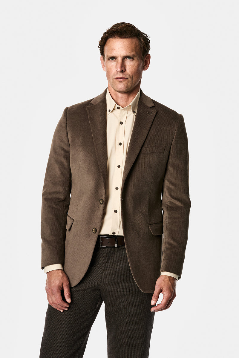 Koyu Haki 6 Drop Regular Fit Standart Kesim Yünlü İnce Fitilli Kadife Kışlık Spor Ceket