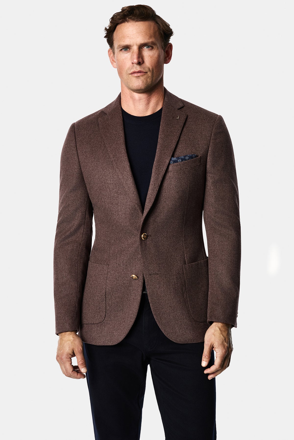Koyu Vizon 6 Drop Regular Fit Mono Yaka Yün Blazer Ceket