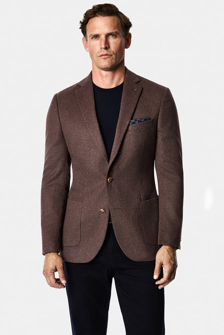 Koyu Vizon 6 Drop Regular Fit Mono Yaka Yün Blazer Ceket