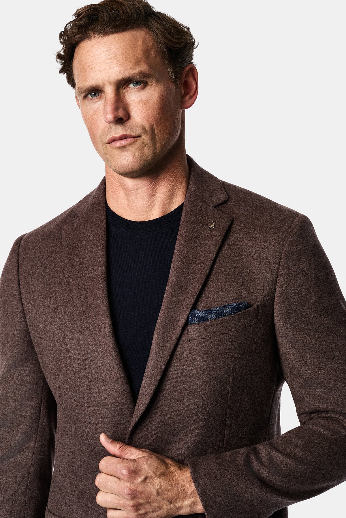 Koyu Vizon 6 Drop Regular Fit Mono Yaka Yün Blazer Ceket