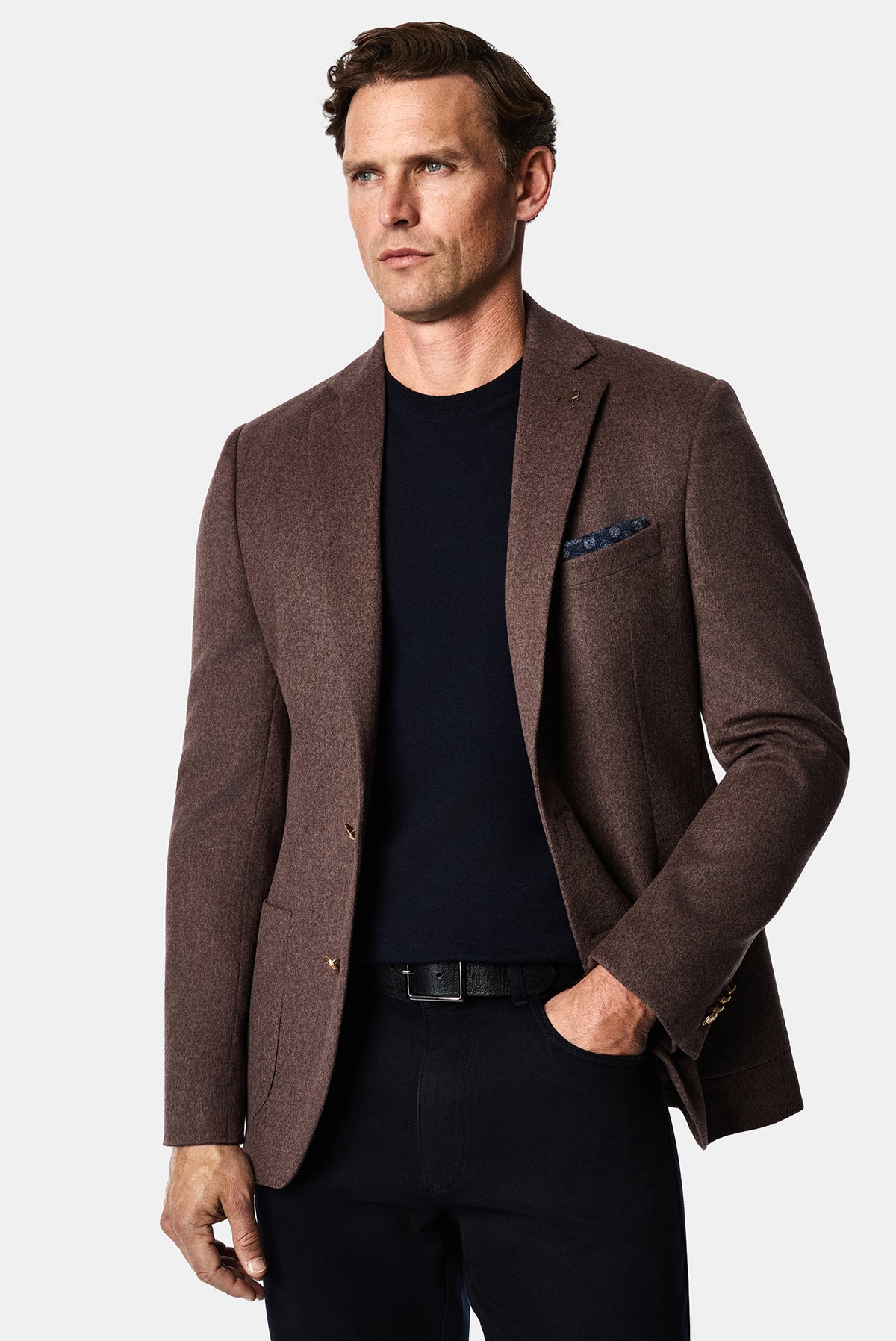 Koyu Vizon 6 Drop Regular Fit Mono Yaka Yün Blazer Ceket
