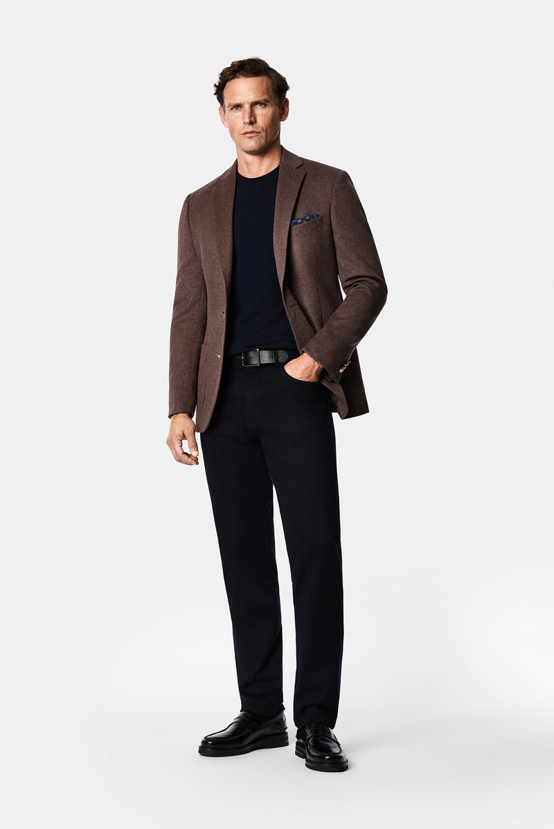 Koyu Vizon 6 Drop Regular Fit Standart Kesim %100 Yün Mono Yaka Blazer Ceket