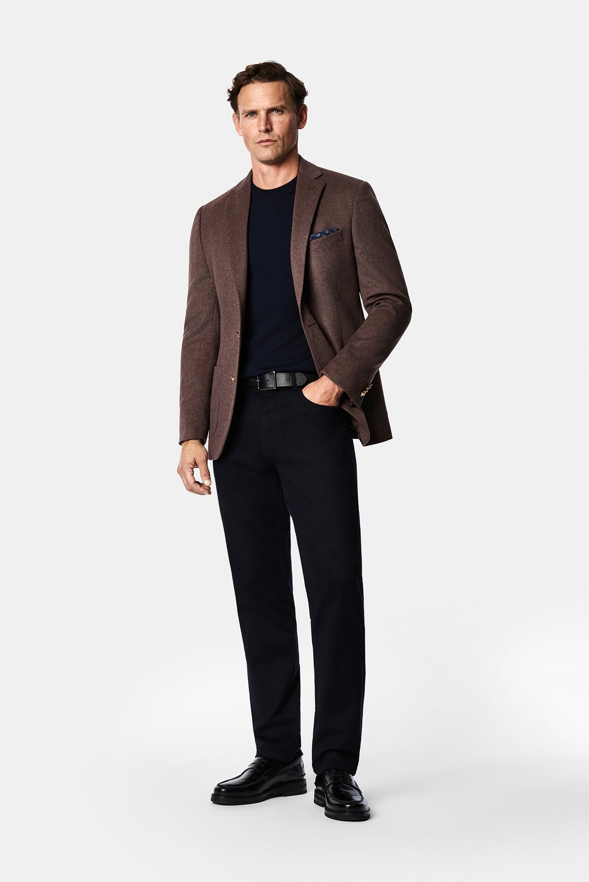 Koyu Vizon 6 Drop Regular Fit Mono Yaka Yün Blazer Ceket