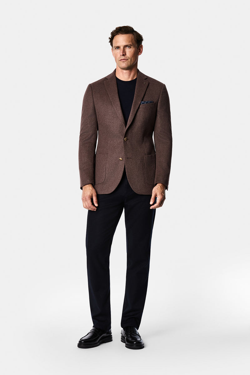 Koyu Vizon 6 Drop Regular Fit Standart Kesim %100 Yün Mono Yaka Blazer Ceket