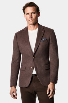 Koyu Vizon 7 Drop Slim Fit Mono Yaka Düz Yün Klasik Ceket