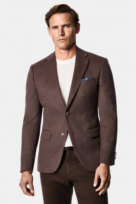 Koyu Vizon 7 Drop Slim Fit Mono Yaka Düz Yün Klasik Ceket