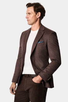 Koyu Vizon 7 Drop Slim Fit Mono Yaka Düz Yün Klasik Ceket