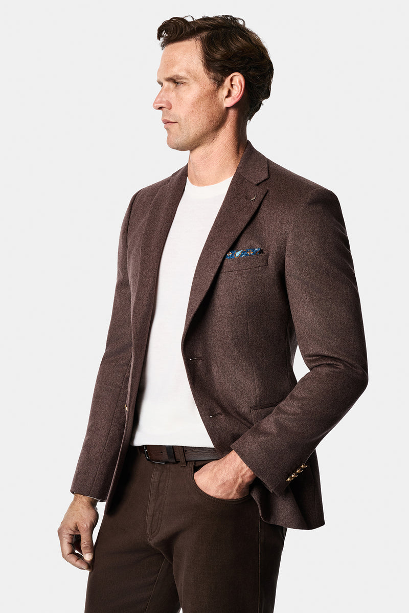 Koyu Vizon 7 Drop Slim Fit Mono Yaka Düz Yün Klasik Ceket