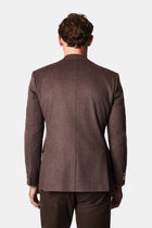 Koyu Vizon 7 Drop Slim Fit Mono Yaka Düz Yün Klasik Ceket