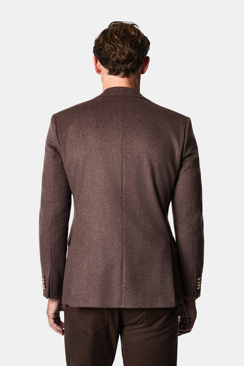 Koyu Vizon 7 Drop Slim Fit Mono Yaka Düz Yün Klasik Ceket