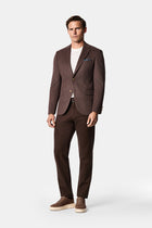 Koyu Vizon 7 Drop Slim Fit Mono Yaka Düz Yün Klasik Ceket