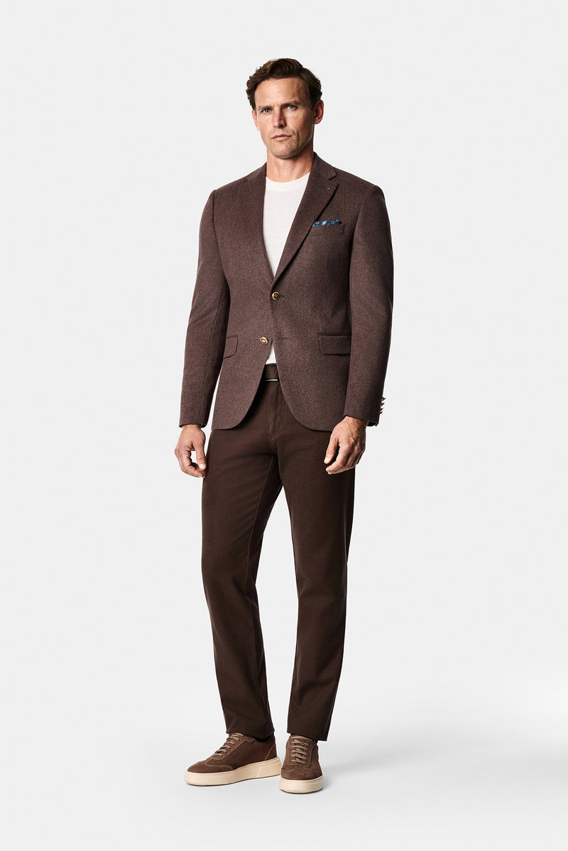 Koyu Vizon 7 Drop Slim Fit Mono Yaka Düz Yün Klasik Ceket
