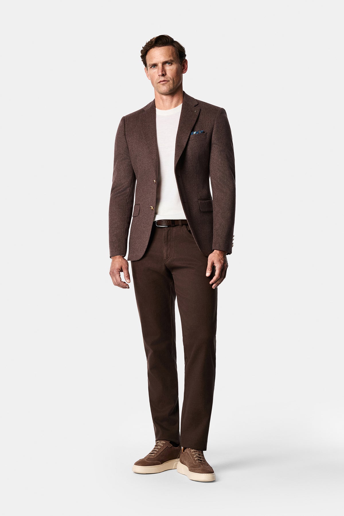 Koyu Vizon 7 Drop Slim Fit Mono Yaka Düz Yün Klasik Ceket
