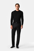 Siyah 4 Drop Relaxed Fit Rahat Kesim %100 Yün Klasik Kumaş Pantolon