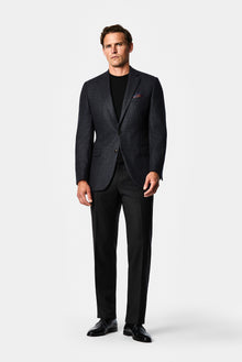Siyah 4 Drop Relaxed Fit Rahat Kesim %100 Yün Klasik Kumaş Pantolon