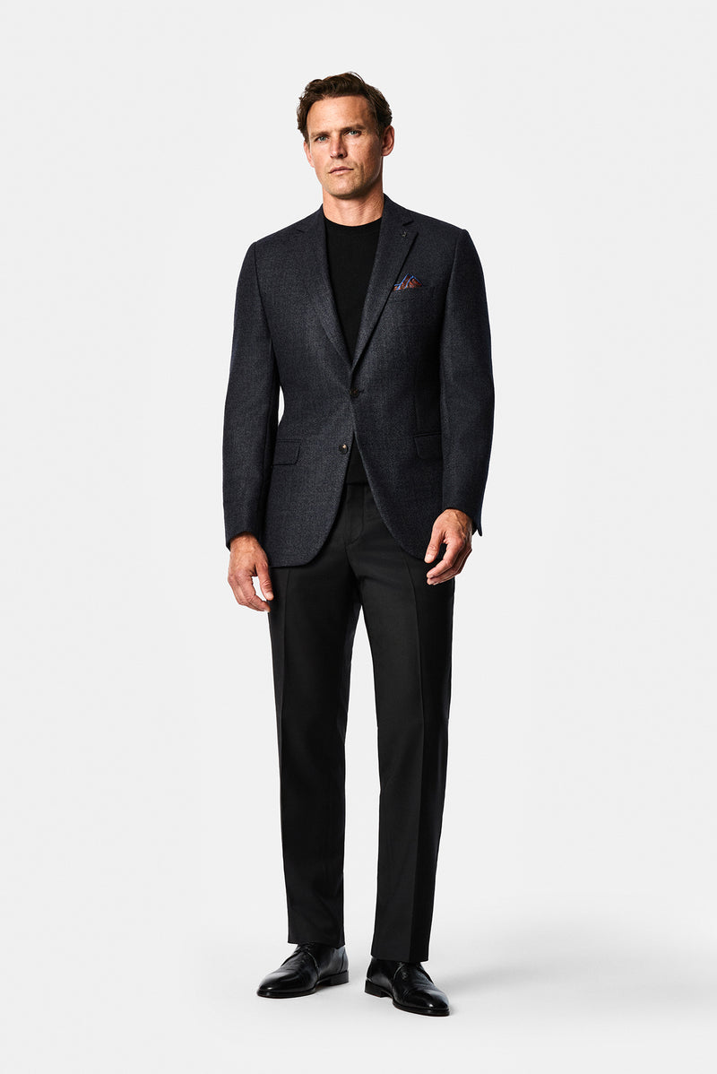 Siyah 4 Drop Relaxed Fit Rahat Kesim %100 Yün Klasik Kumaş Pantolon