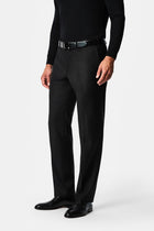 Siyah 4 Drop Relaxed Fit Rahat Kesim %100 Yün Klasik Kumaş Pantolon