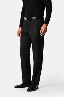 Siyah 4 Drop Relaxed Fit Rahat Kesim %100 Yün Klasik Kumaş Pantolon