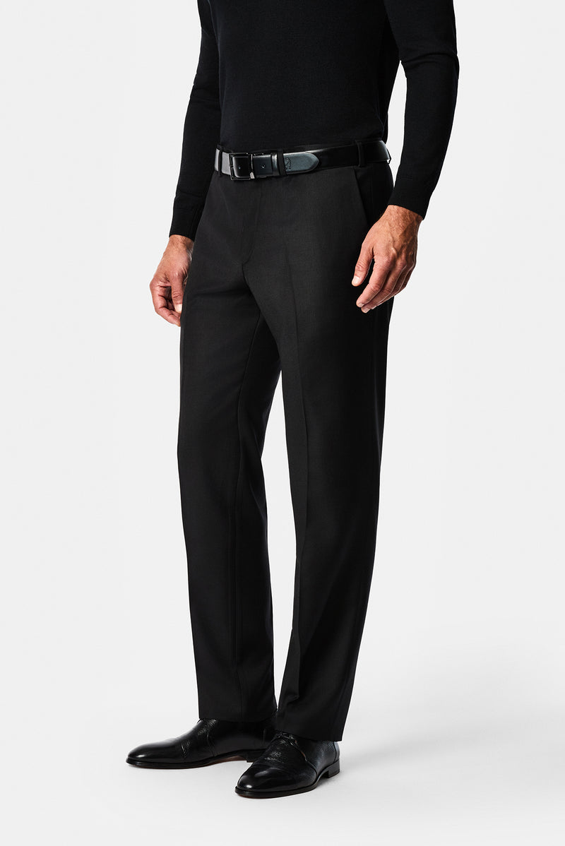 Siyah 4 Drop Relaxed Fit Rahat Kesim %100 Yün Klasik Kumaş Pantolon