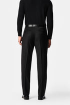 Siyah 4 Drop Relaxed Fit Rahat Kesim %100 Yün Klasik Kumaş Pantolon