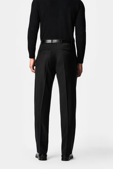 Siyah 4 Drop Relaxed Fit Rahat Kesim %100 Yün Klasik Kumaş Pantolon