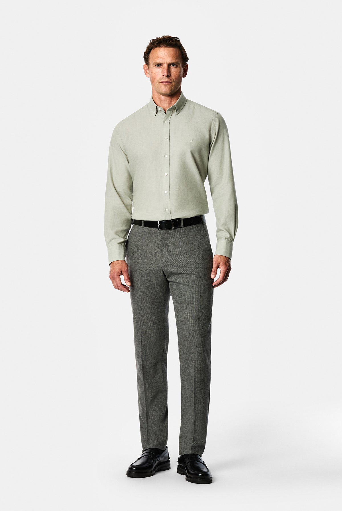 Orta Gri 6 Drop Regular Fit Armürlü Yünlü Klasik Pantolon