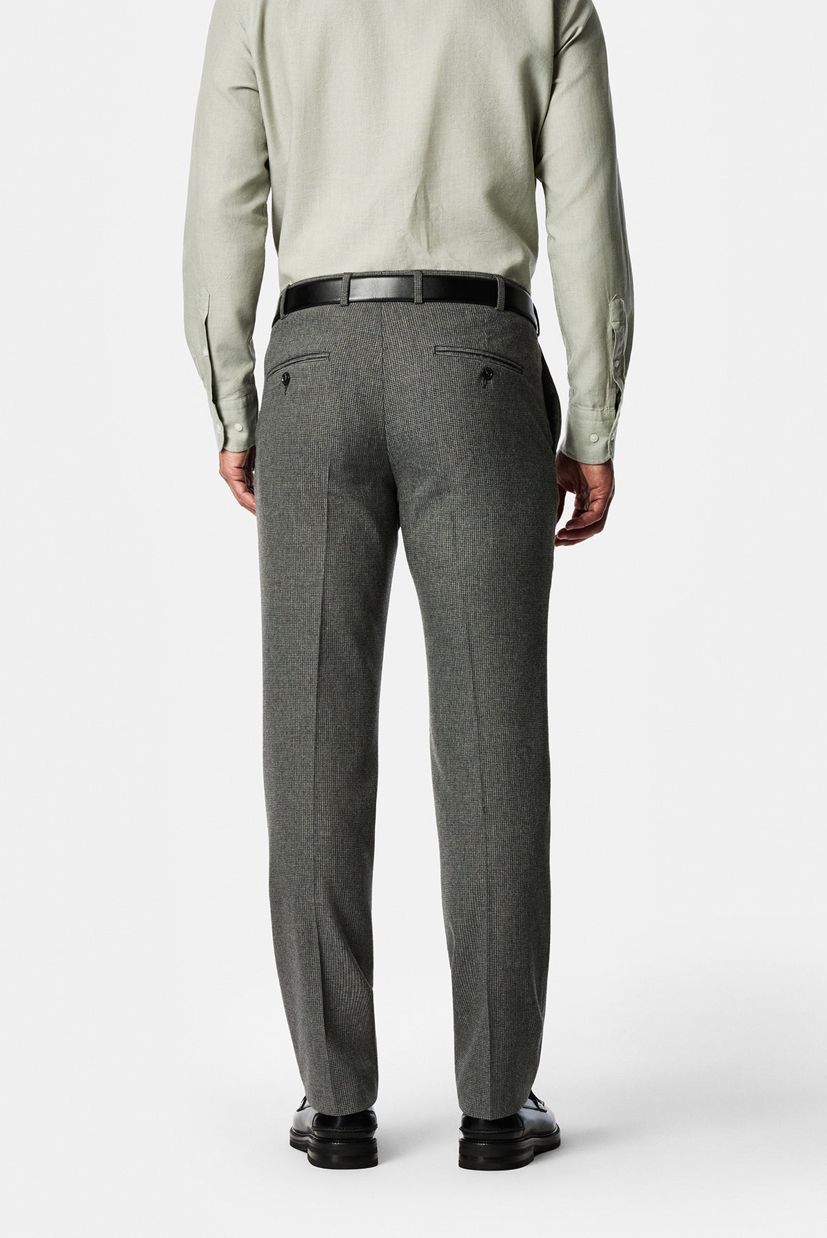 Orta Gri 6 Drop Regular Fit Standart Kesim Yünlü Desenli Klasik Kumaş Pantolon