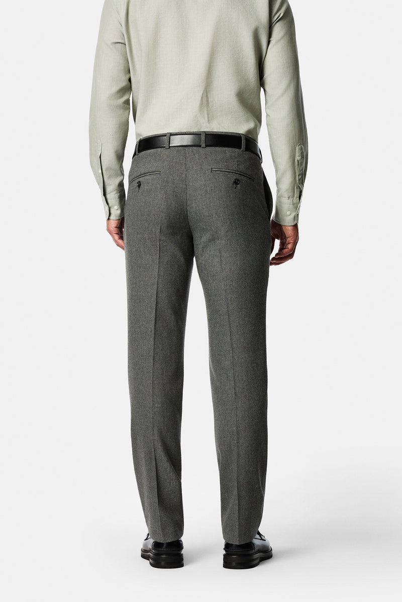 Orta Gri 6 Drop Regular Fit Standart Kesim Yünlü Desenli Klasik Kumaş Pantolon