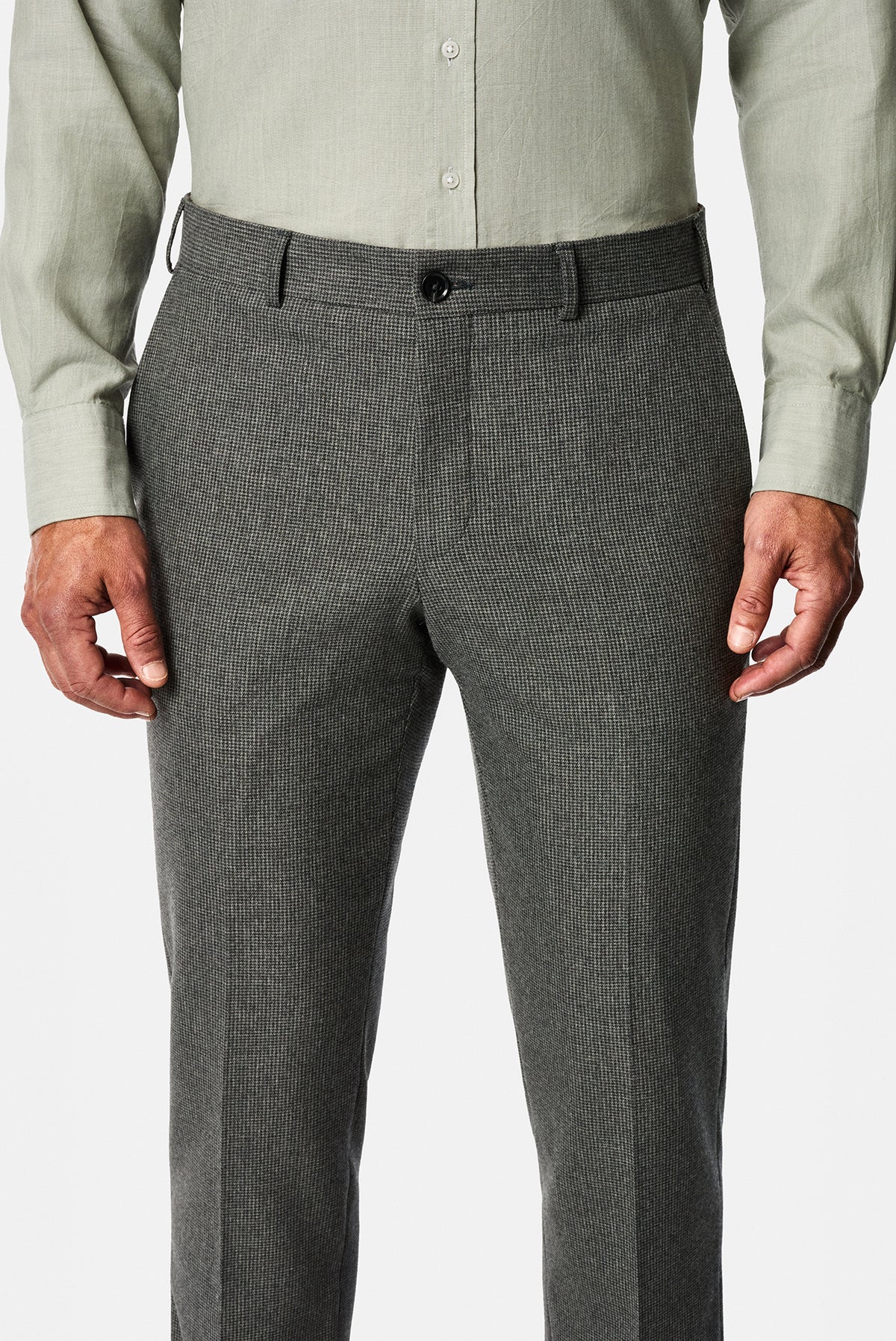 Orta Gri 6 Drop Regular Fit Standart Kesim Yünlü Desenli Klasik Kumaş Pantolon