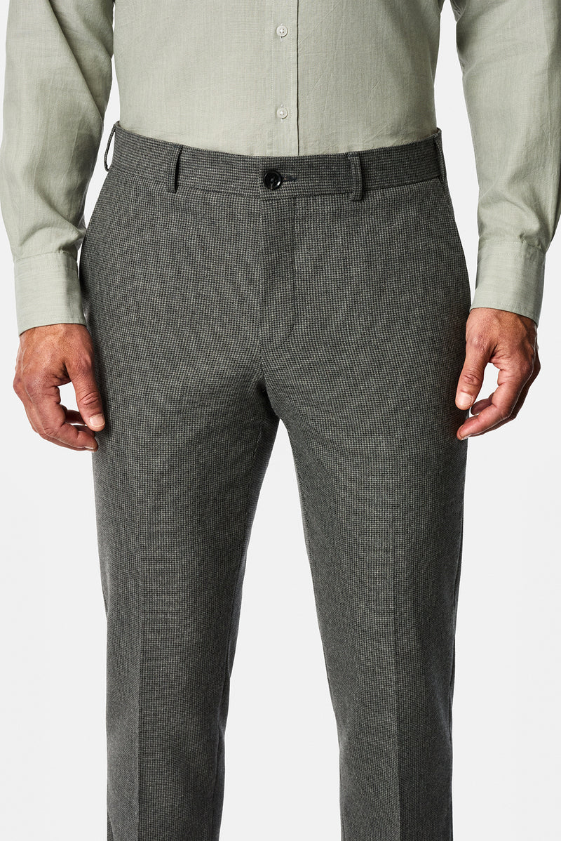 Orta Gri 6 Drop Regular Fit Standart Kesim Yünlü Desenli Klasik Kumaş Pantolon