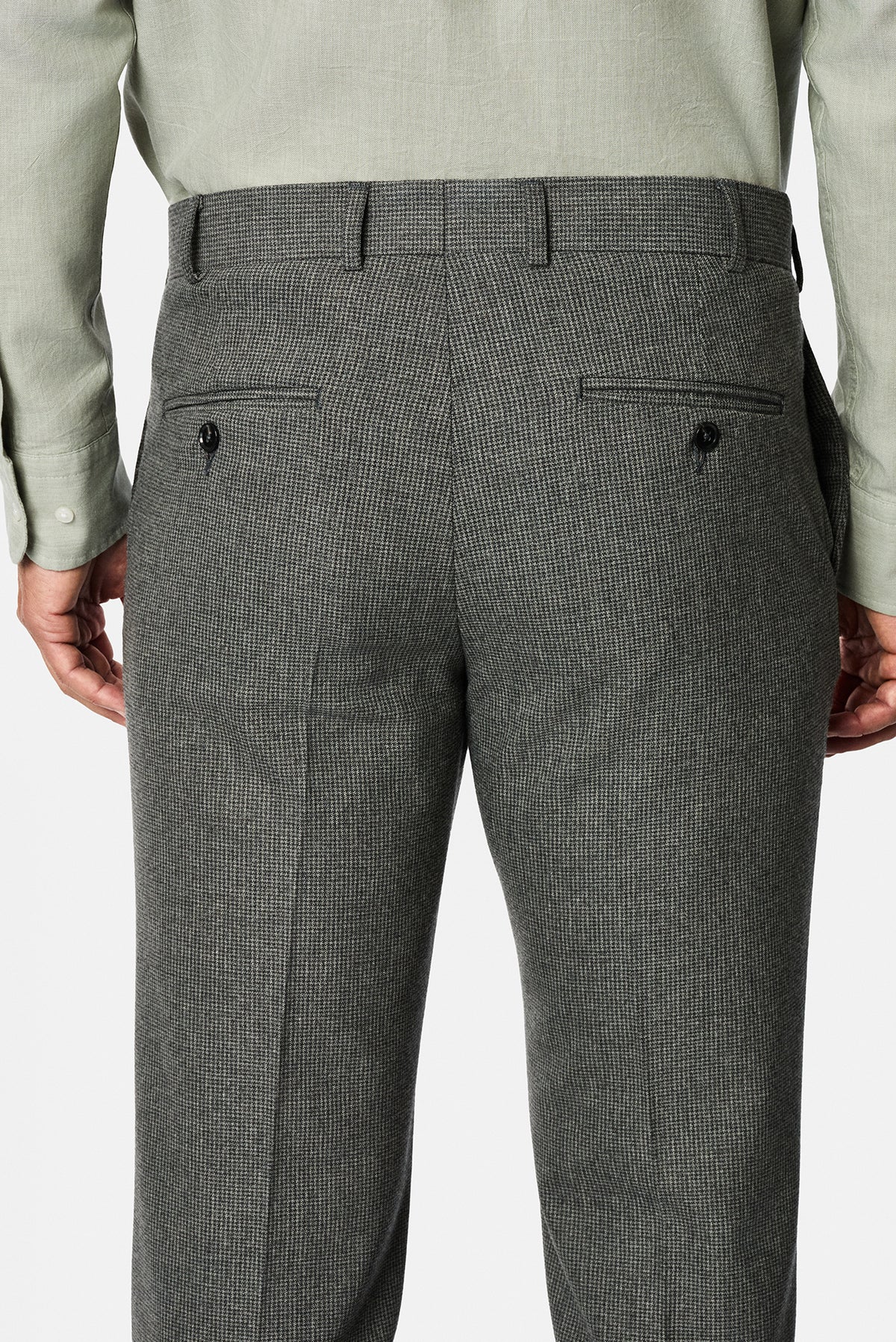 Orta Gri 6 Drop Regular Fit Standart Kesim Yünlü Desenli Klasik Kumaş Pantolon