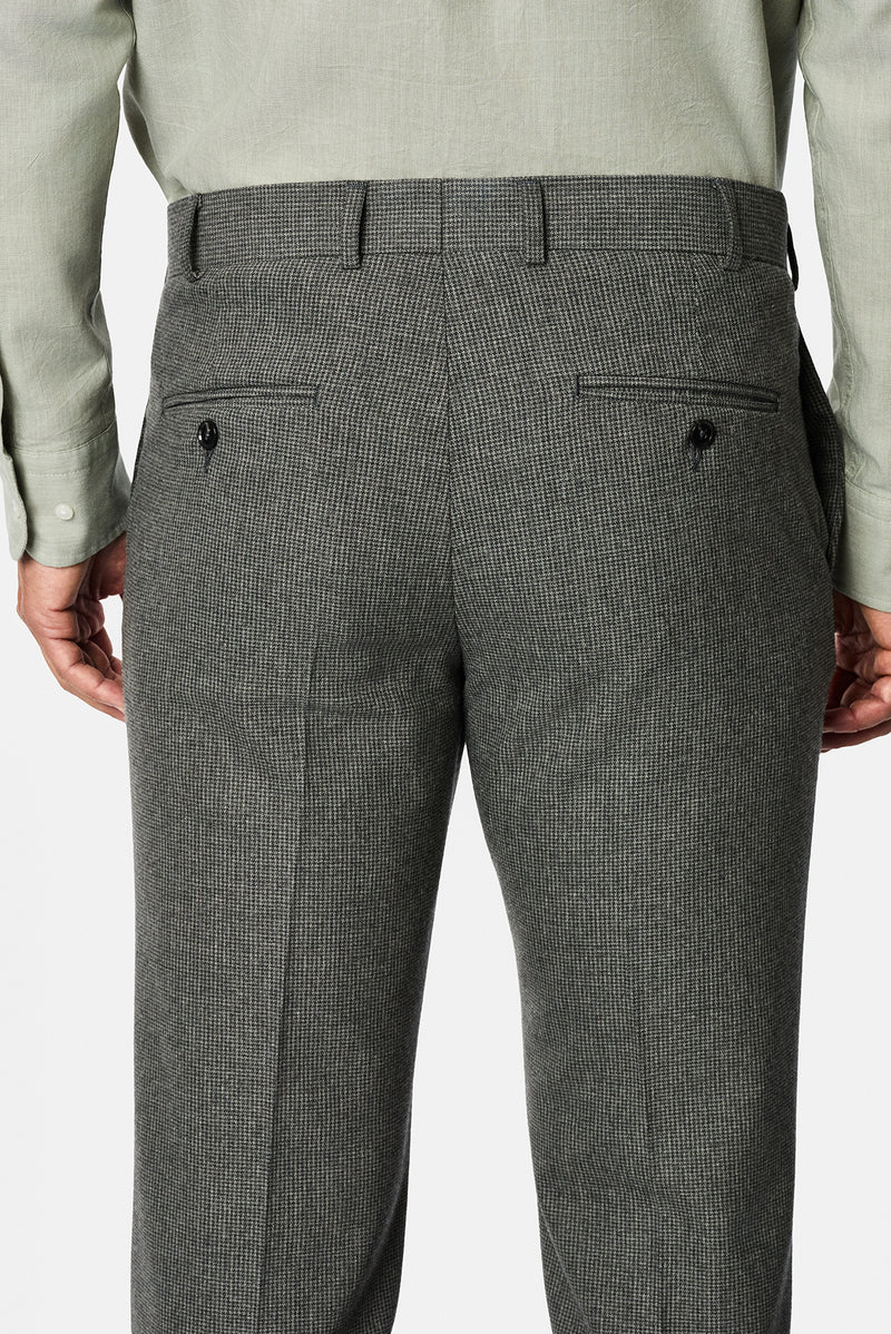 Orta Gri 6 Drop Regular Fit Standart Kesim Yünlü Desenli Klasik Kumaş Pantolon