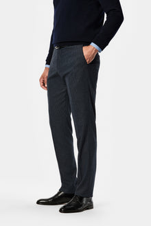 Koyu Lacivert 6 Drop Regular Fit Armürlü Yünlü Klasik Pantolon