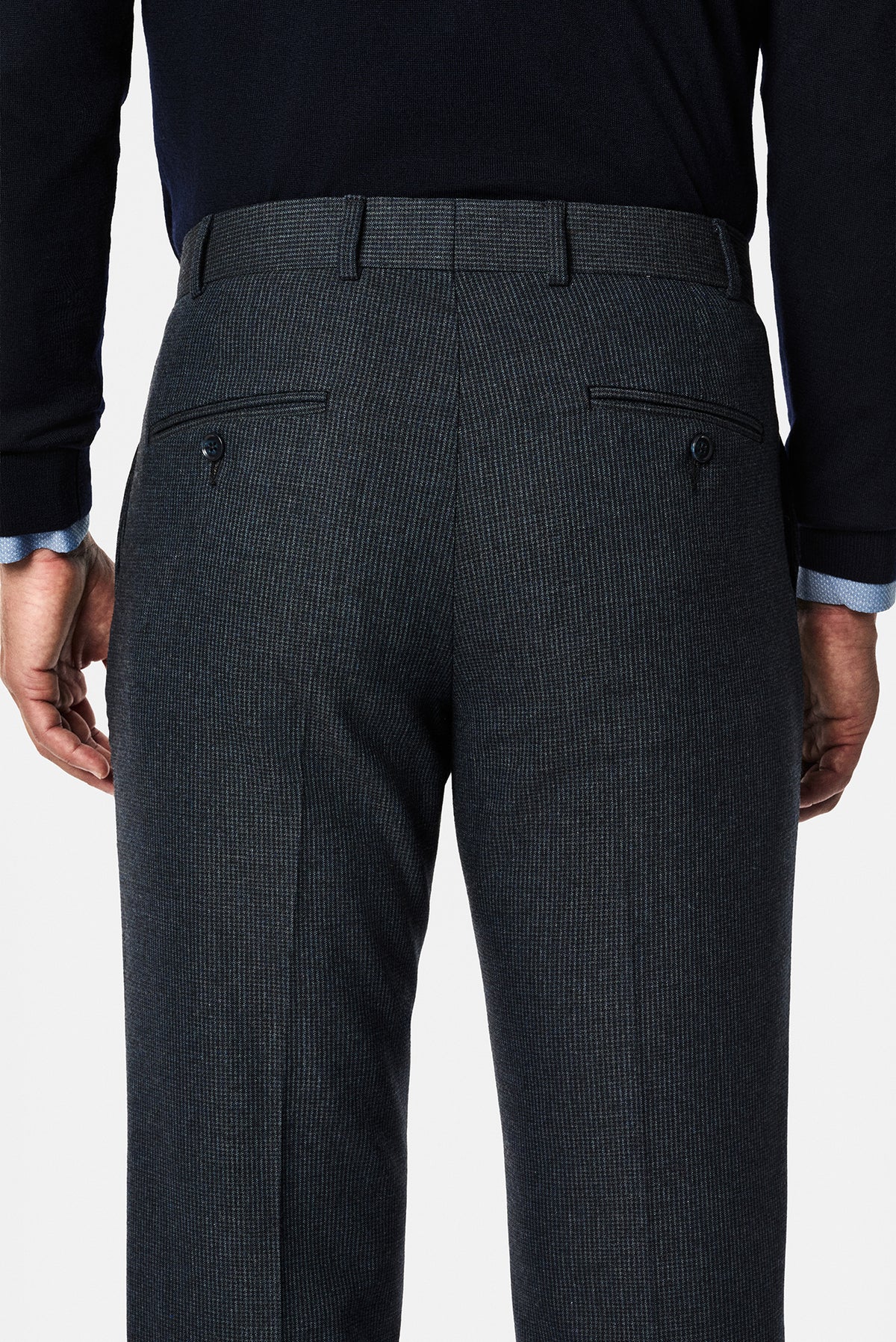 Koyu Lacivert 6 Drop Regular Fit Armürlü Yünlü Klasik Pantolon