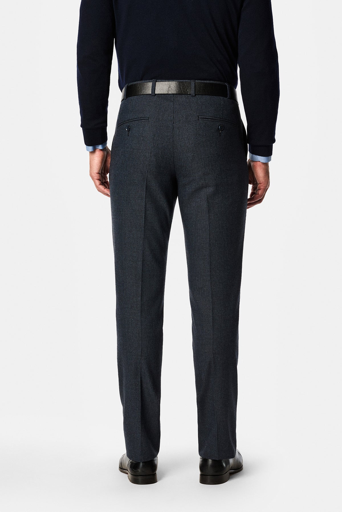 Koyu Lacivert 6 Drop Regular Fit Armürlü Yünlü Klasik Pantolon