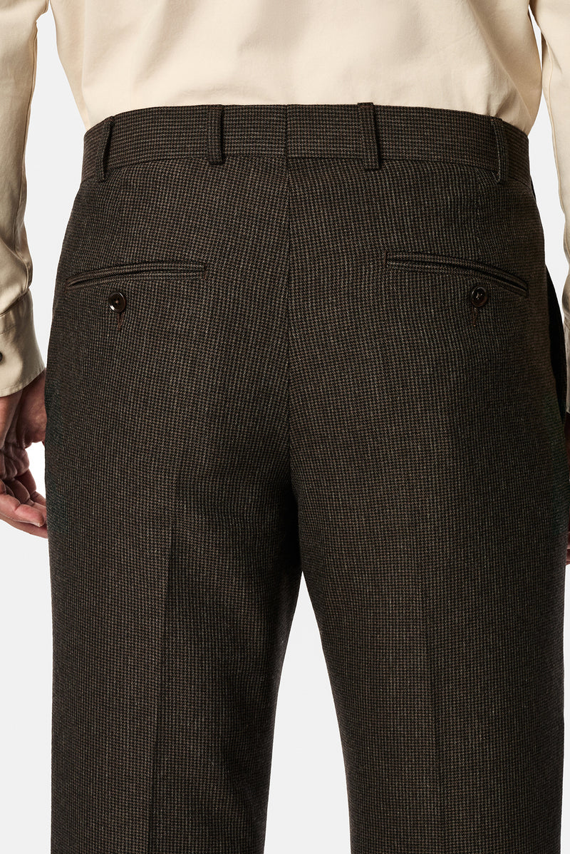 Orta Kahve 6 Drop Regular Fit Armürlü Yünlü Klasik Pantolon